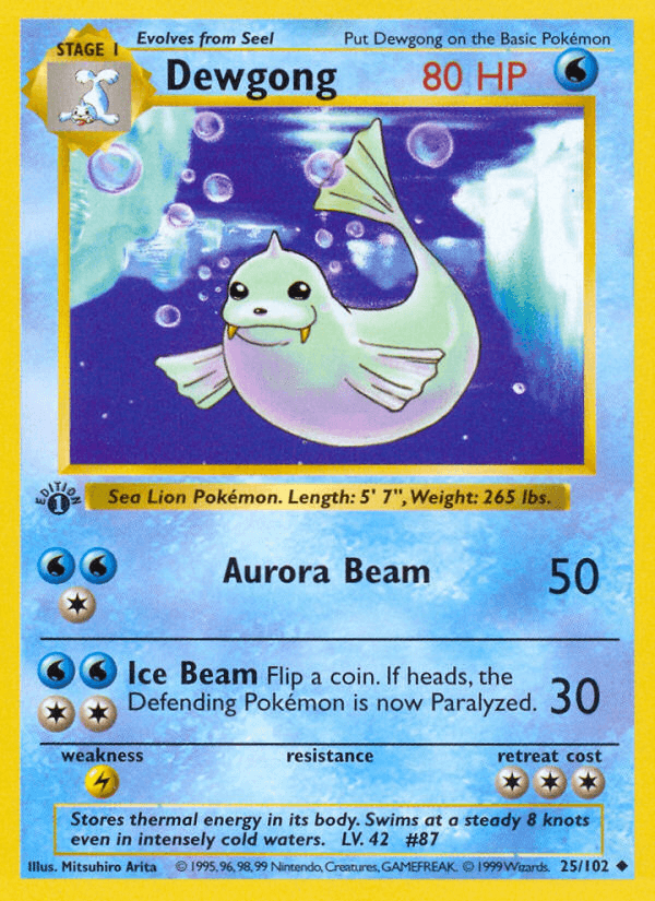 Dewgong z edície Base, karta č.25