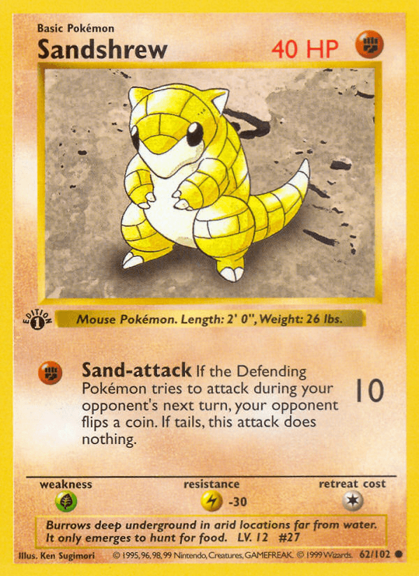 Sandshrew z edície Base, karta č.62