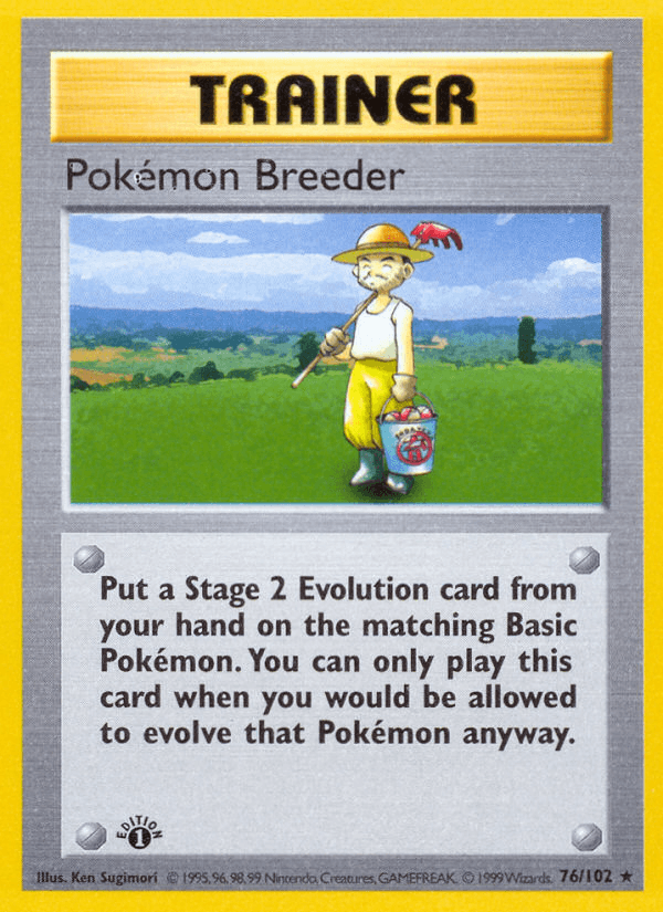 Pokémon Breeder z edície Base, karta č.76