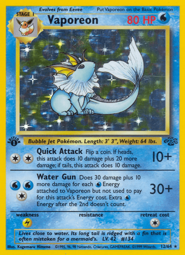 Vaporeon z edície Jungle, karta č.12