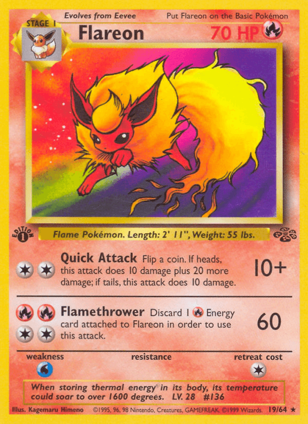 Flareon z edície Jungle, karta č.19