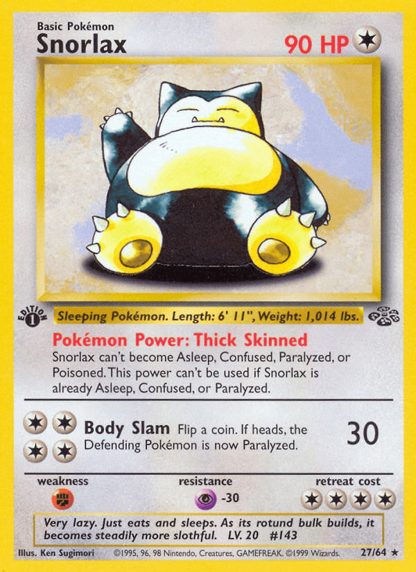 Snorlax z edície Jungle, karta č.27