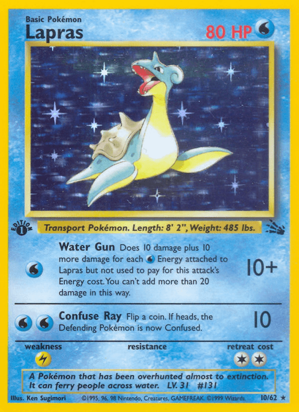 Lapras z edície Fossil, karta č.10