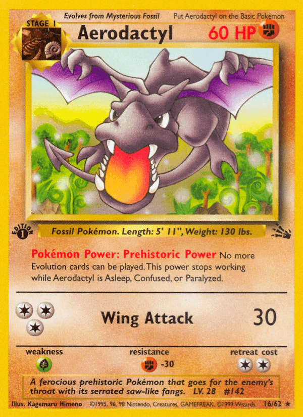 Aerodactyl z edície Fossil, karta č.16