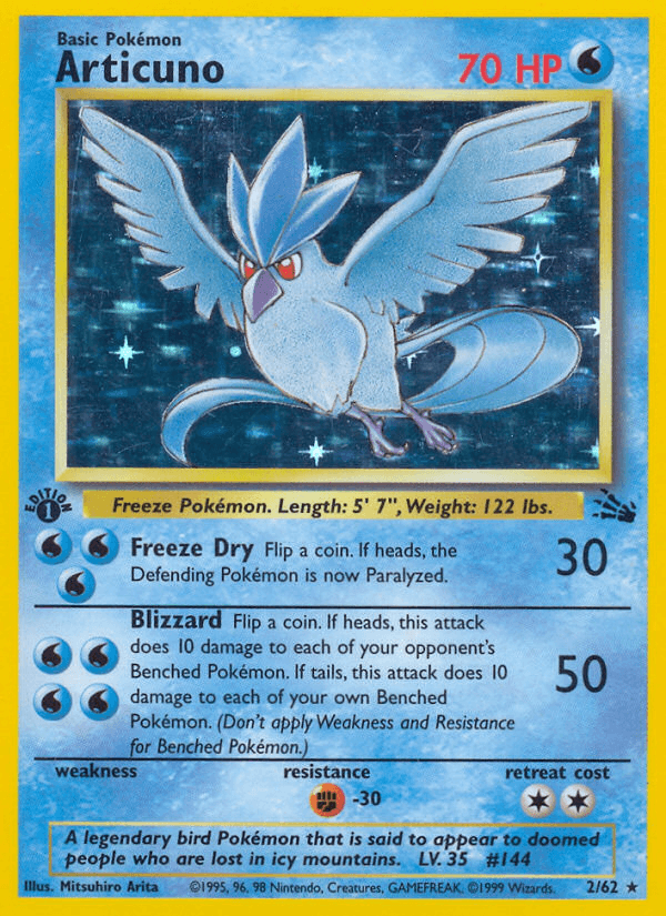 Articuno z edície Fossil, karta č.2