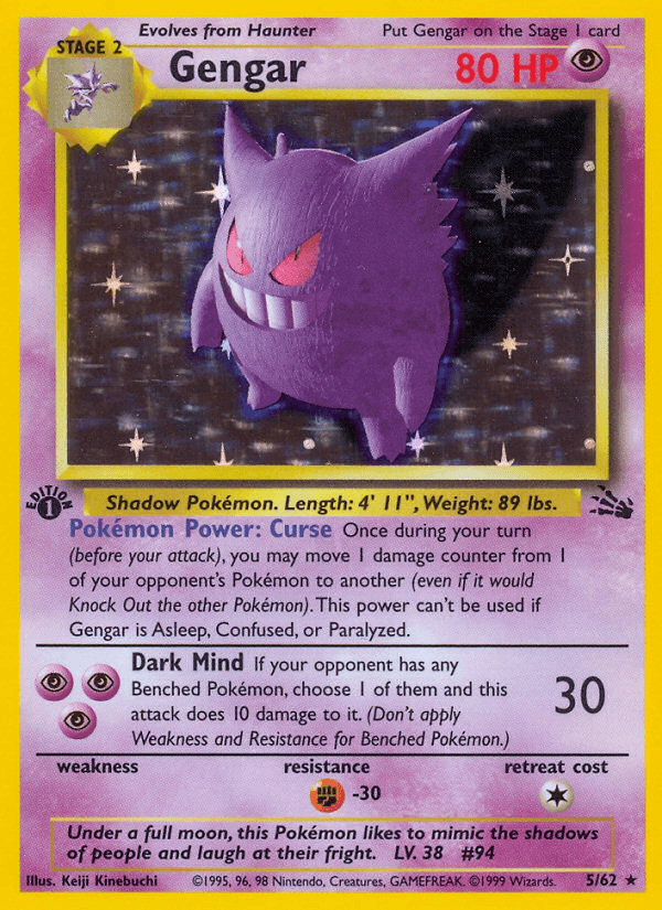 Gengar z edície Fossil, karta č.5