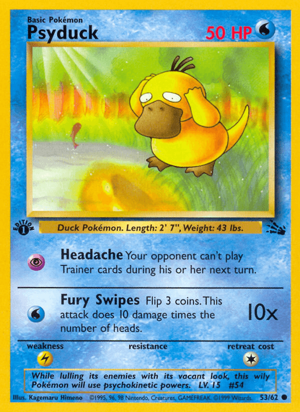 Psyduck z edície Fossil, karta č.53