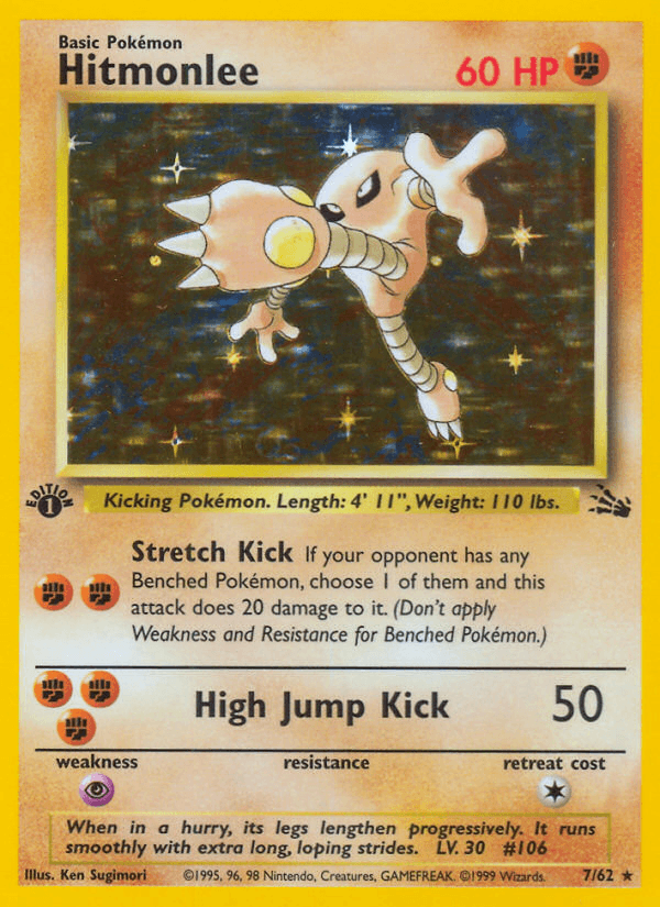Hitmonlee z edície Fossil, karta č.7