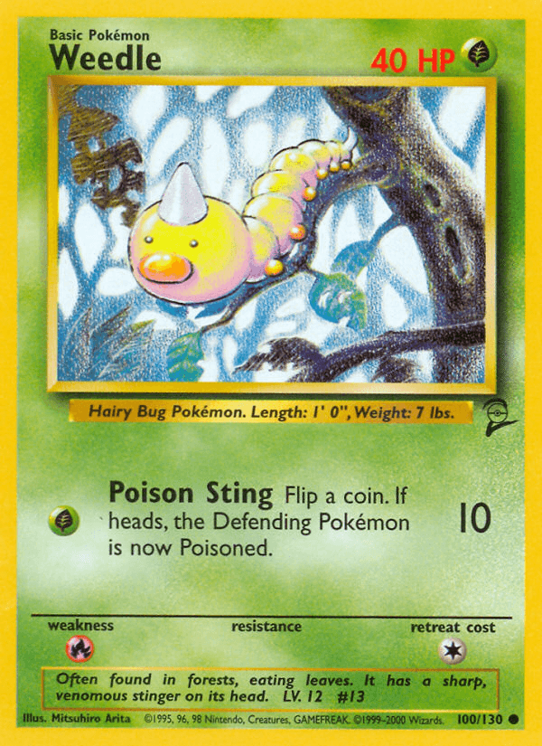 Weedle z edície Base Set 2, karta č.100