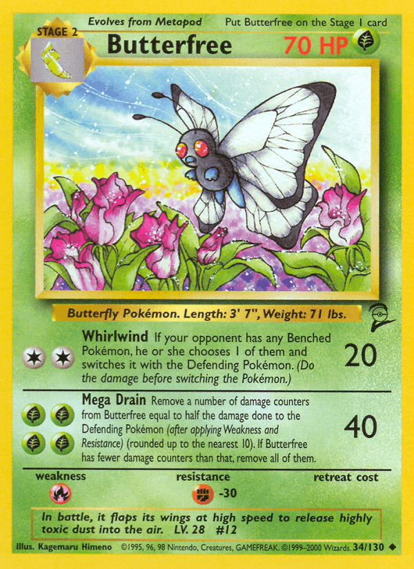 Butterfree z edície Base Set 2, karta č.34