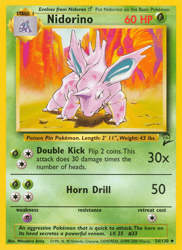 Nidorino z edície Base Set 2, karta č.54