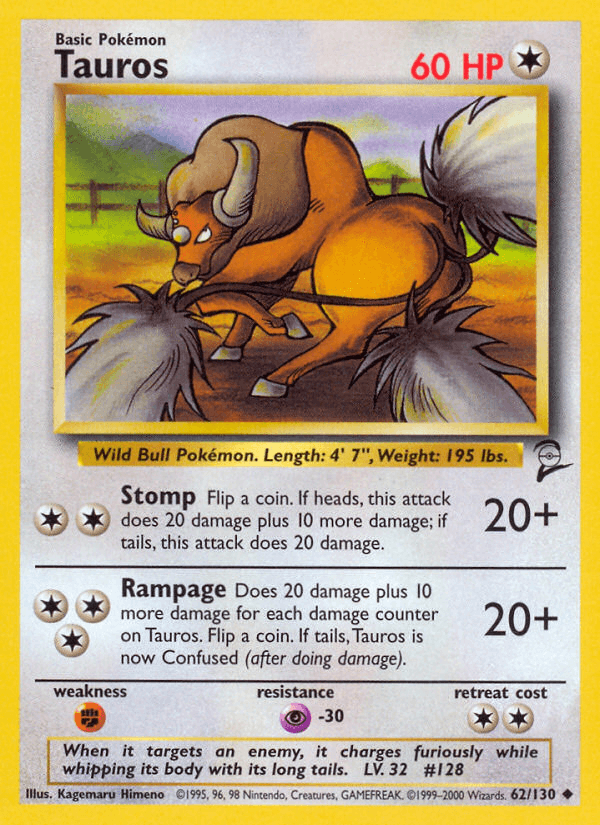 Tauros z edície Base Set 2, karta č.62