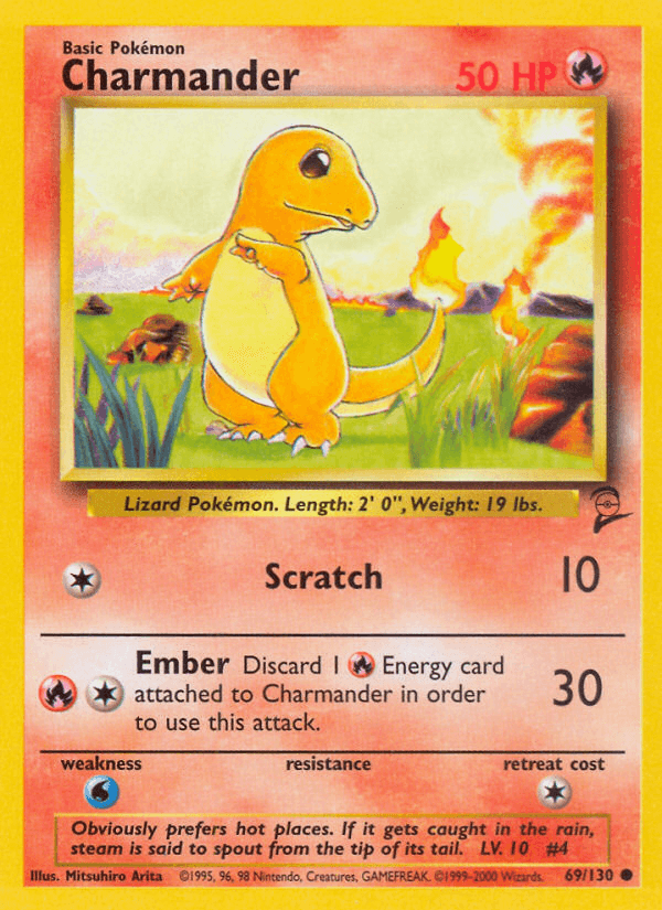 Charmander z edície Base Set 2, karta č.69