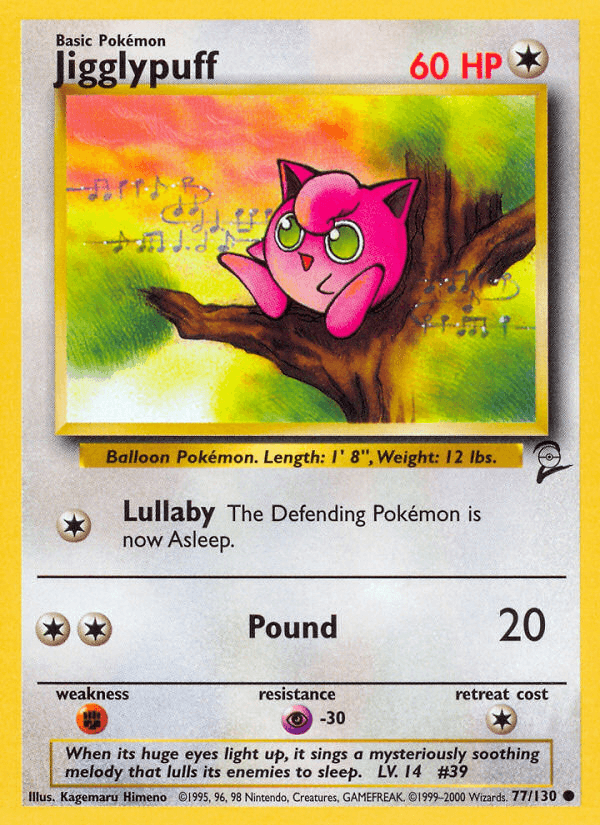 Jigglypuff z edície Base Set 2, karta č.77