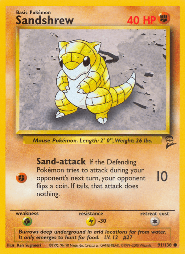 Sandshrew z edície Base Set 2, karta č.91