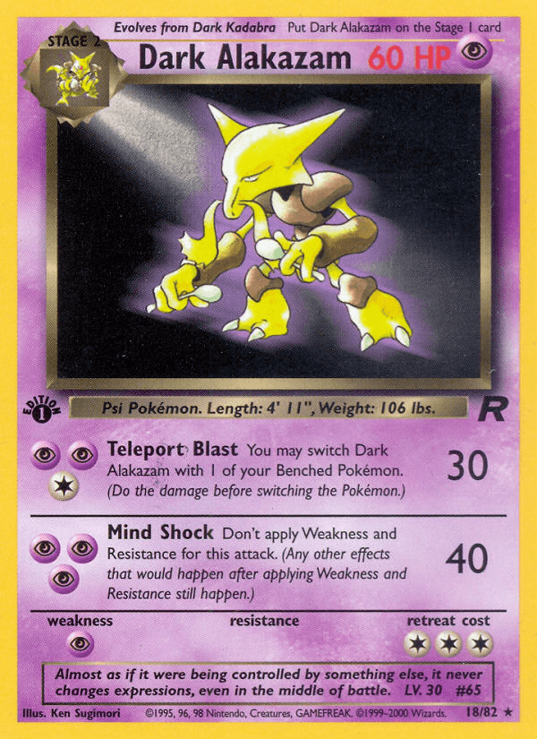 Dark Alakazam z edície Team Rocket, karta č.18