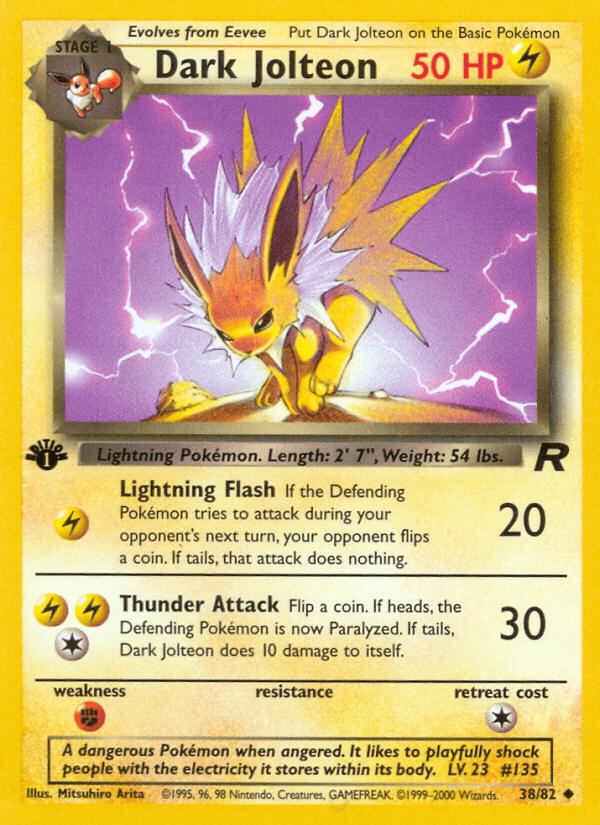 Dark Jolteon z edície Team Rocket, karta č.38