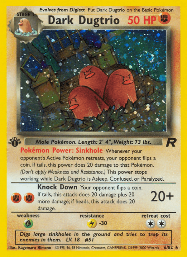 Dark Dugtrio z edície Team Rocket, karta č.6