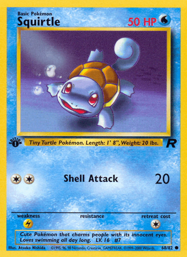 Squirtle z edície Team Rocket, karta č.68