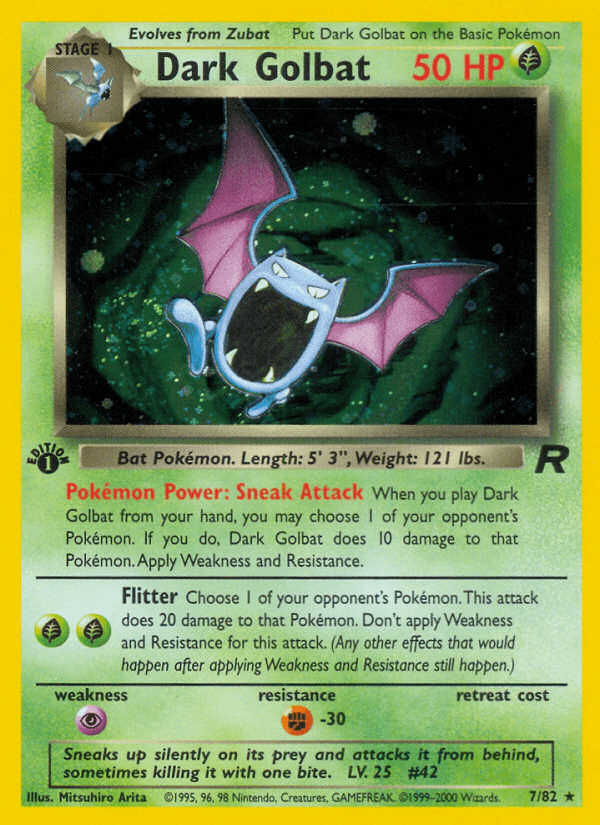 Dark Golbat z edície Team Rocket, karta č.7