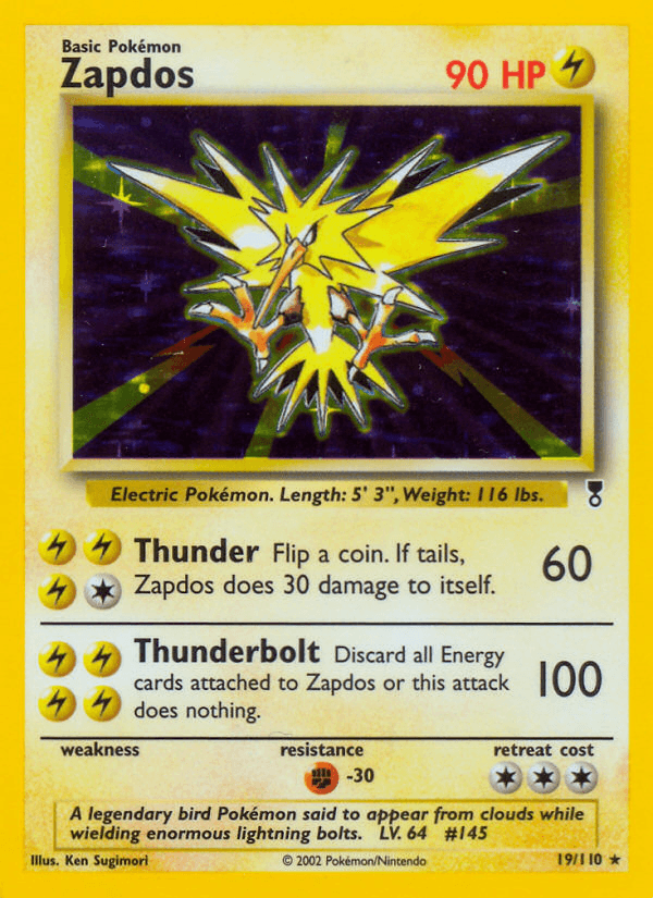 Zapdos z edície Legendary Collection, karta č.19
