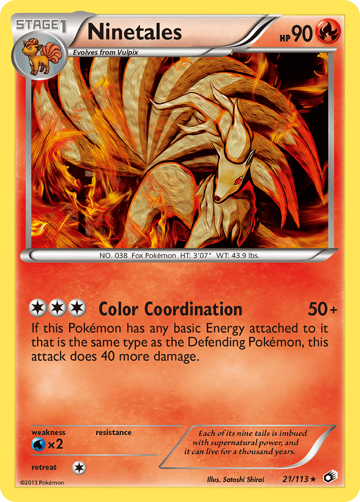 Ninetales z edície Legendary Treasures, karta č.21