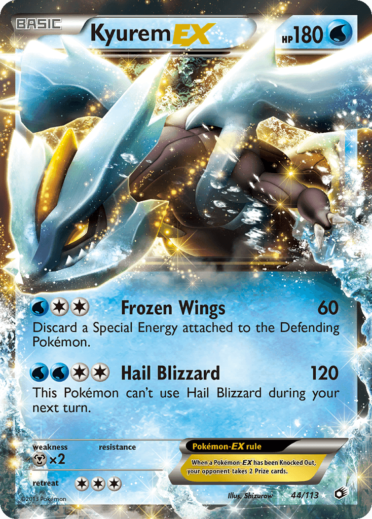Kyurem-EX z edície Legendary Treasures, karta č.44