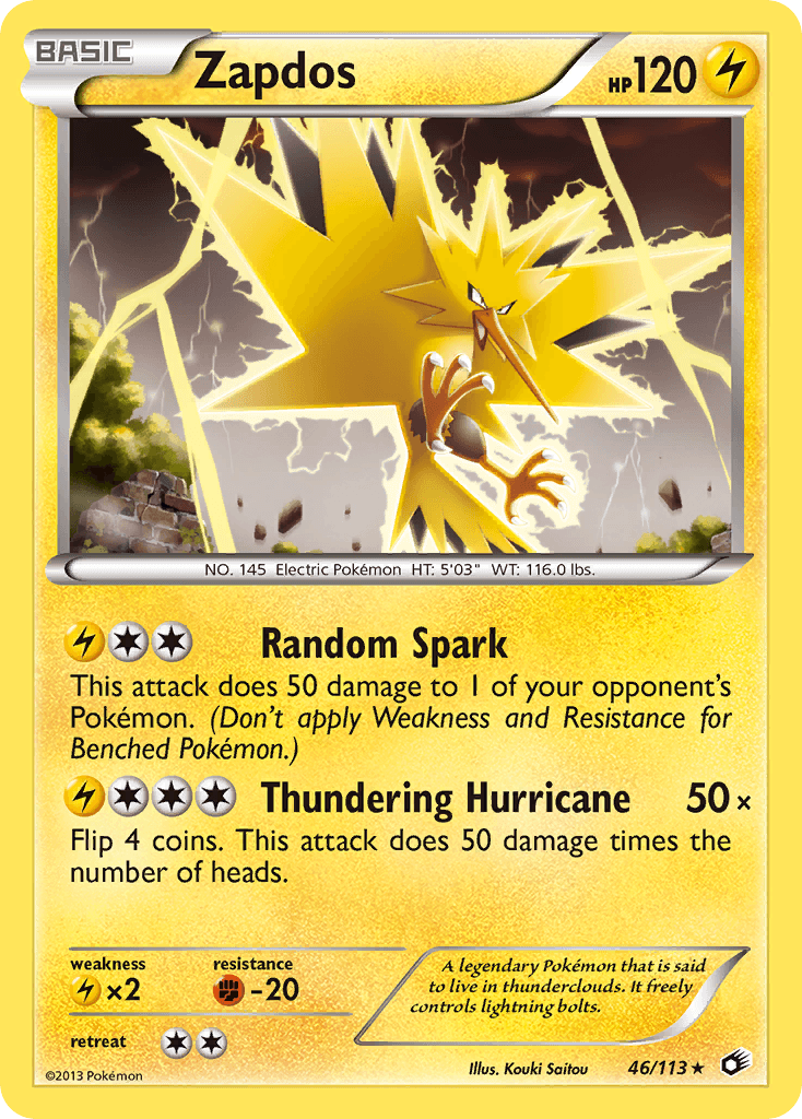 Zapdos z edície Legendary Treasures, karta č.46