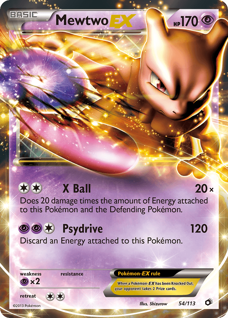Mewtwo-EX z edície Legendary Treasures, karta č.54