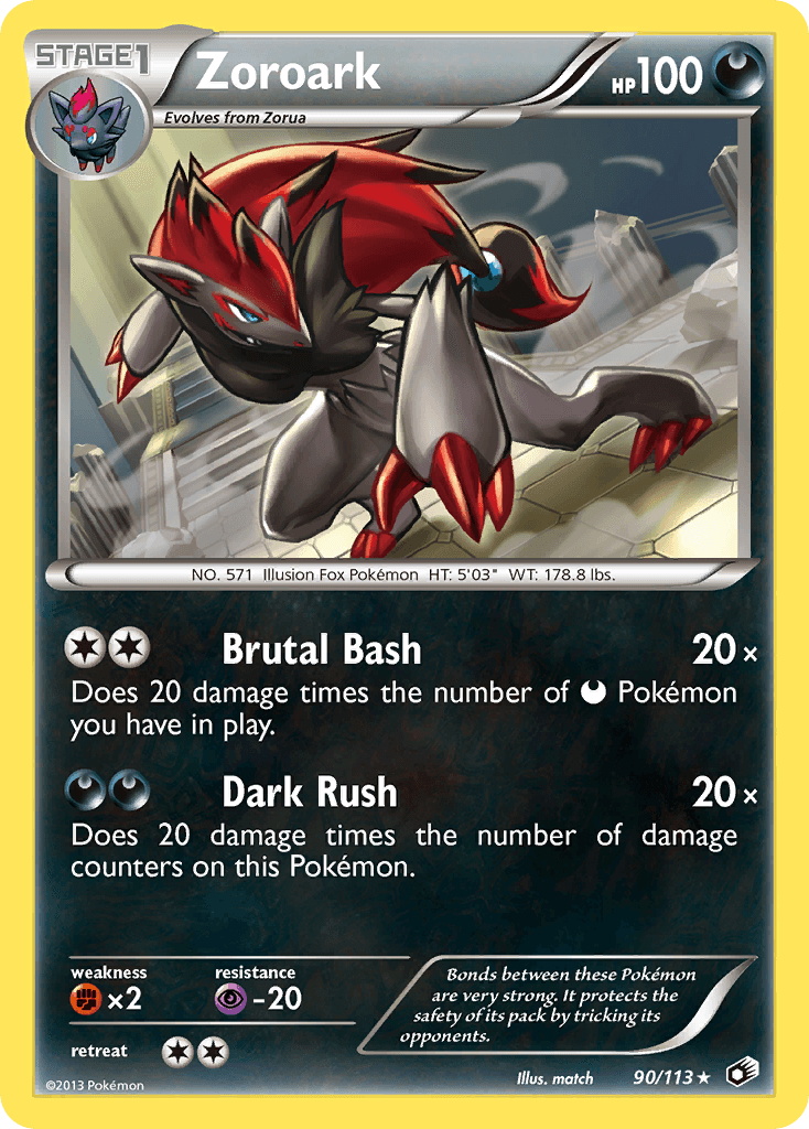 Zoroark z edície Legendary Treasures, karta č.90