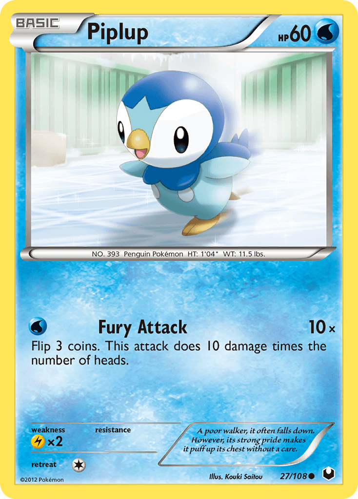Piplup z edície Dark Explorers, karta č.27