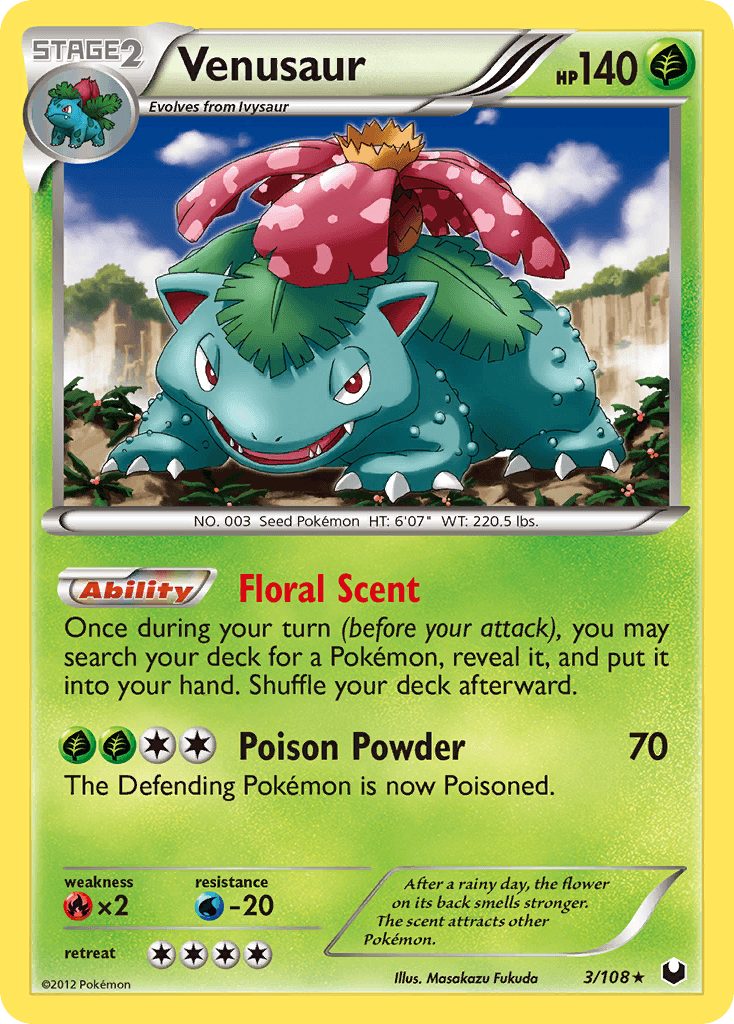 Venusaur z edície Dark Explorers, karta č.3