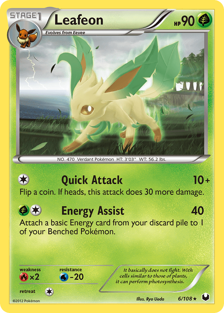 Leafeon z edície Dark Explorers, karta č.6
