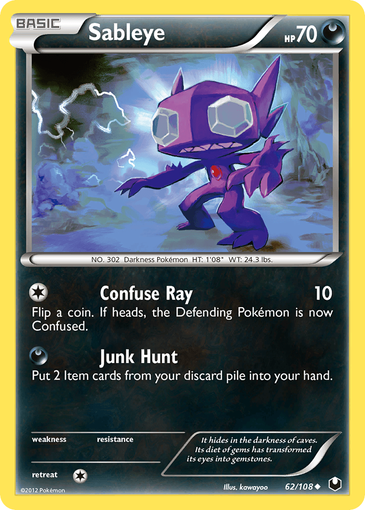 Sableye z edície Dark Explorers, karta č.62