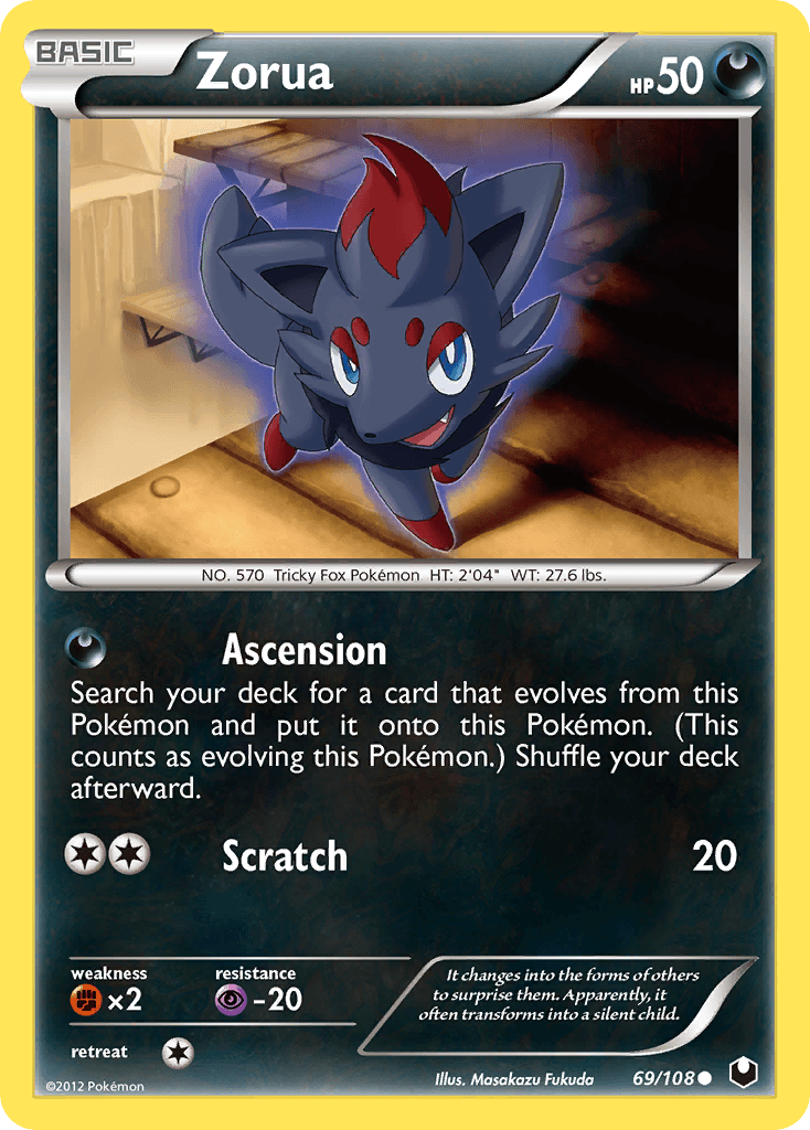 Zorua z edície Dark Explorers, karta č.69
