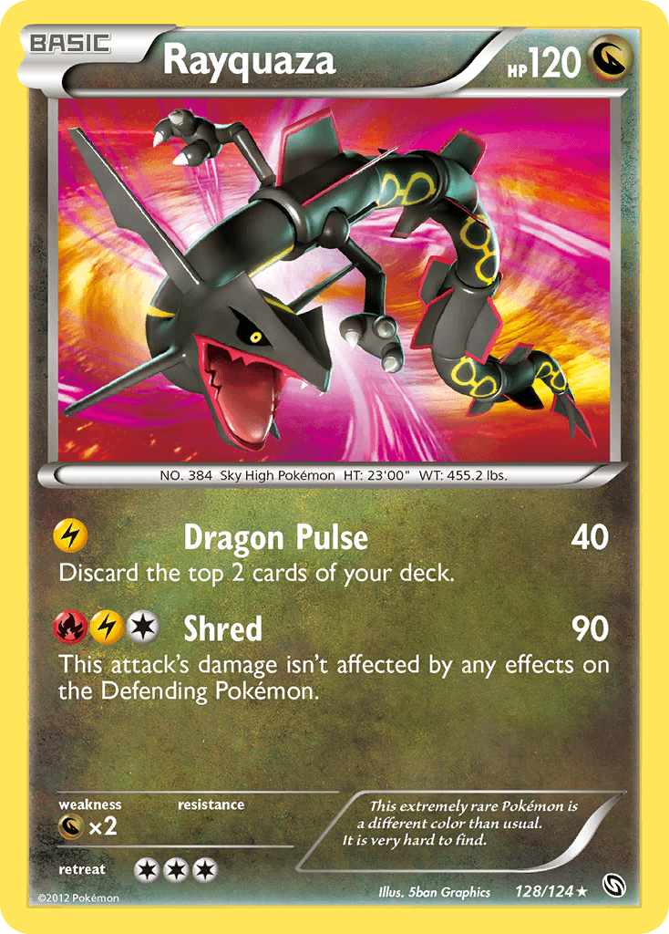 Rayquaza z edície Dragons Exalted, karta č.128
