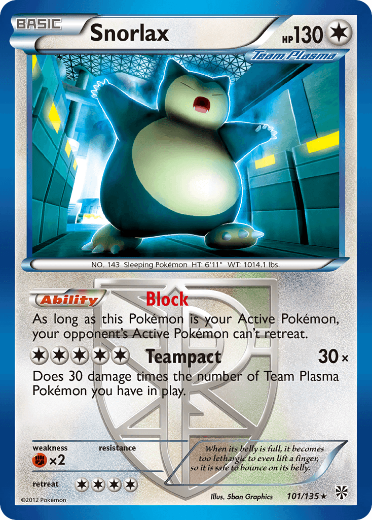Snorlax z edície Plasma Storm, karta č.101