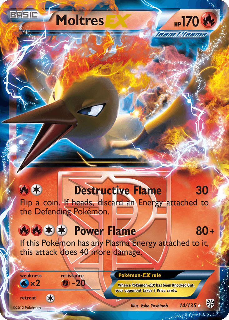 Moltres-EX z edície Plasma Storm, karta č.14