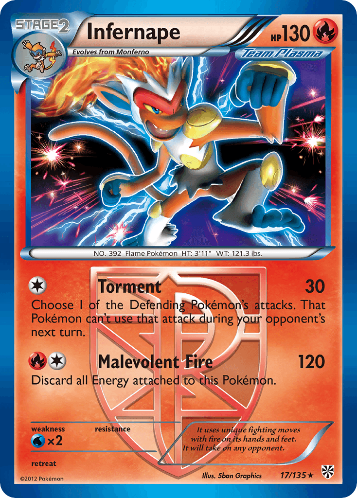 Infernape z edície Plasma Storm, karta č.17