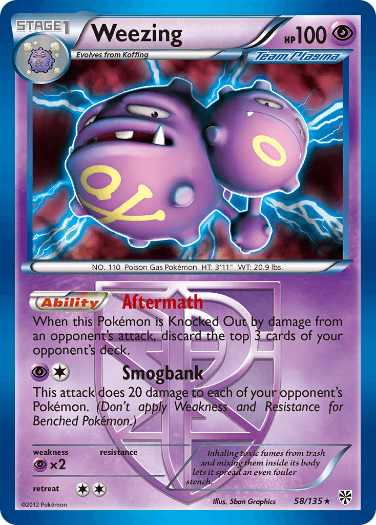 Weezing z edície Plasma Storm, karta č.58