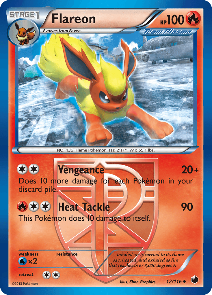 Flareon z edície Plasma Freeze, karta č.12