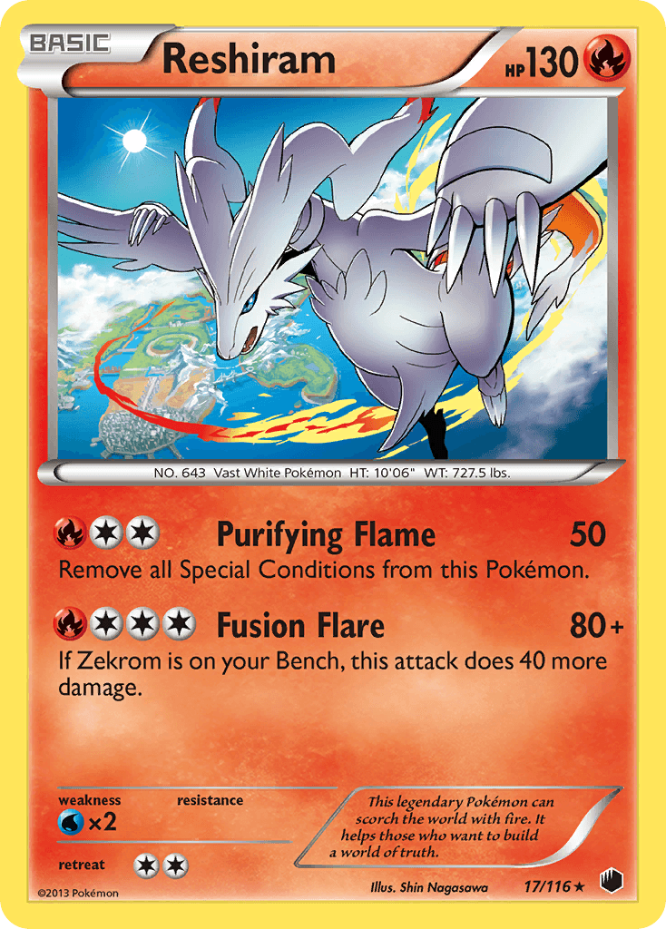 Reshiram z edície Plasma Freeze, karta č.17