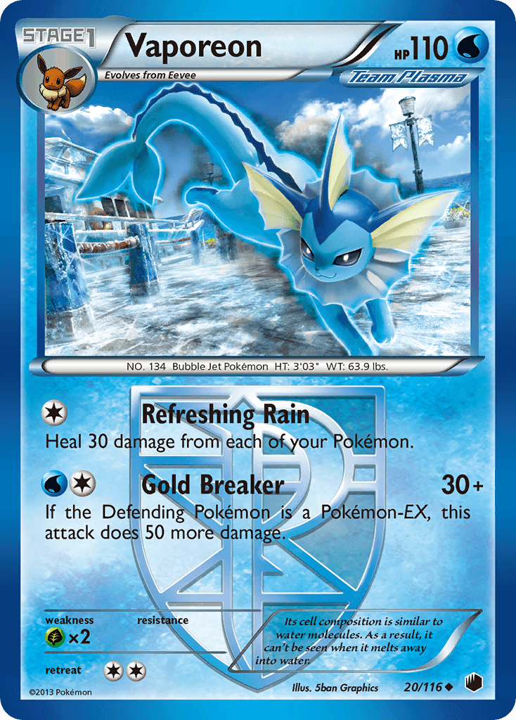 Vaporeon z edície Plasma Freeze, karta č.20