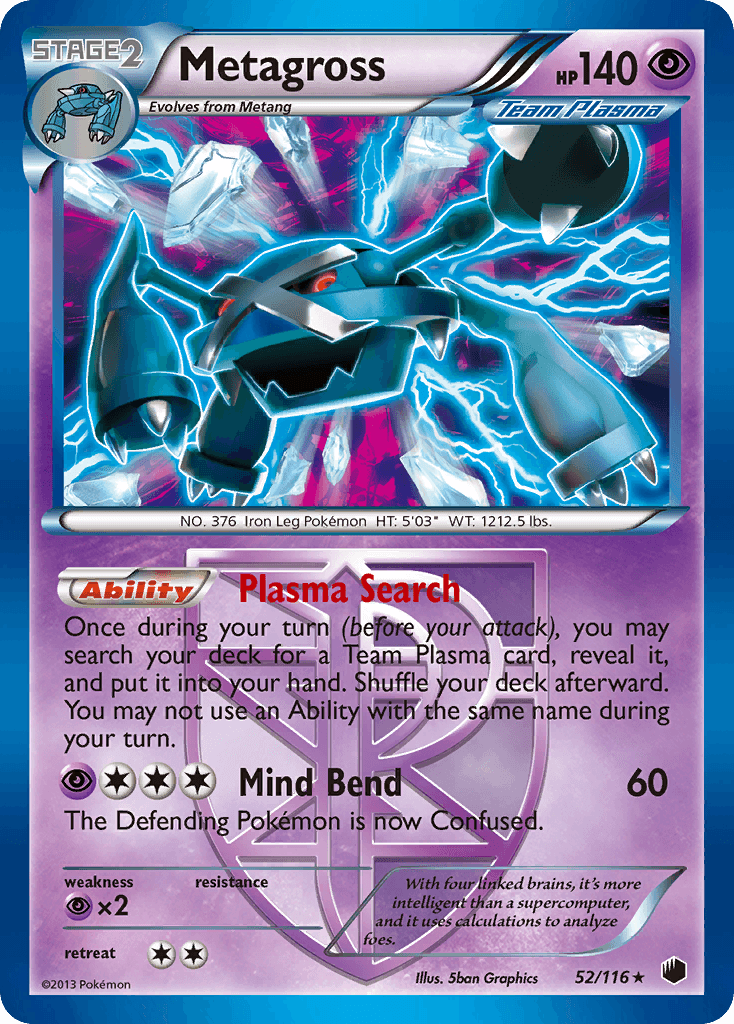Metagross z edície Plasma Freeze, karta č.52