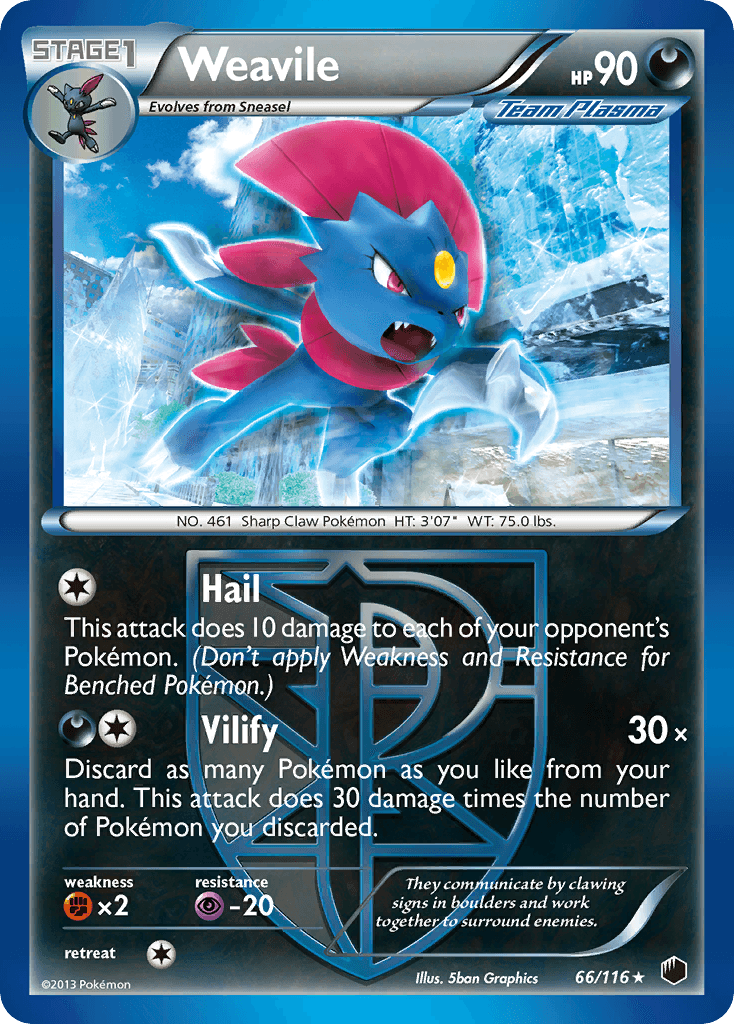 Weavile z edície Plasma Freeze, karta č.66