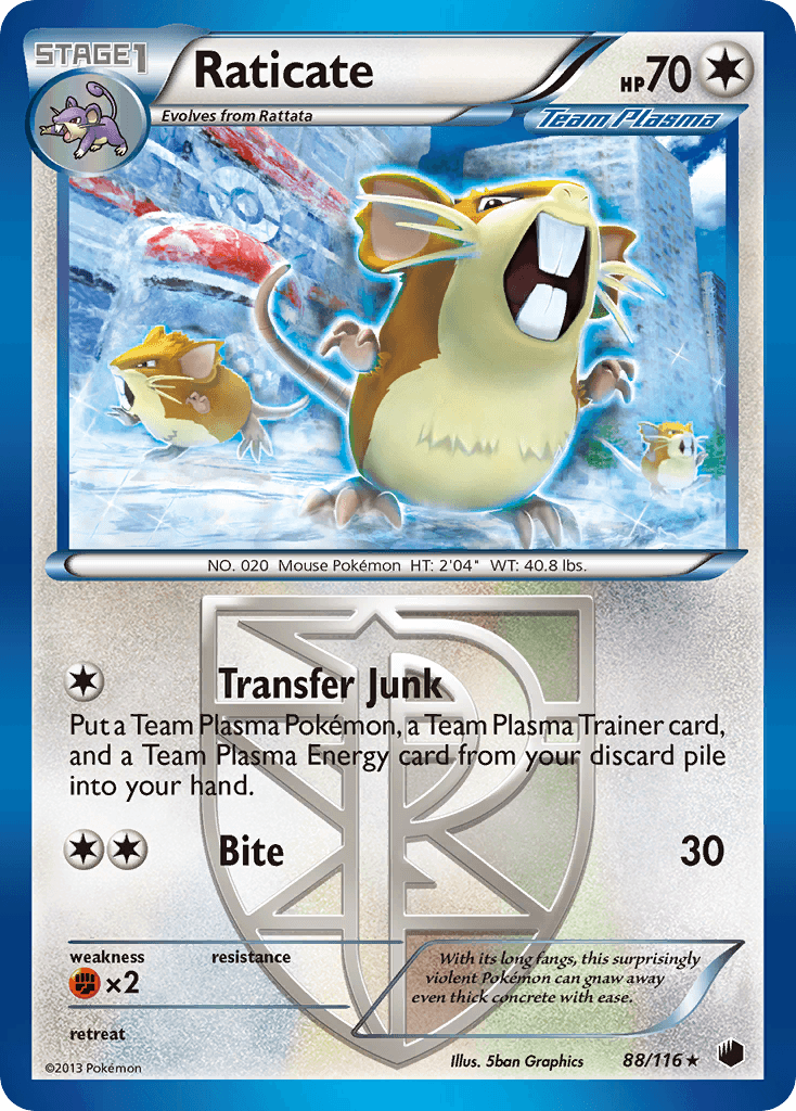 Raticate z edície Plasma Freeze, karta č.88