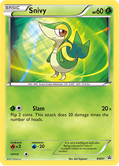 Snivy z edície BW Black Star Promos, karta č.BW01