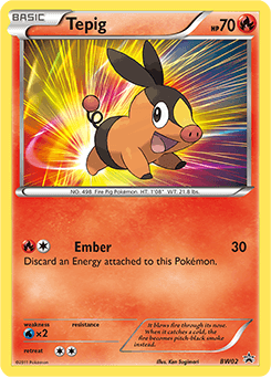 Tepig z edície BW Black Star Promos, karta č.BW02
