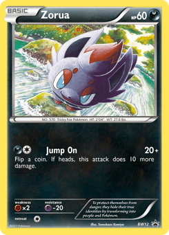 Zorua z edície BW Black Star Promos, karta č.BW12