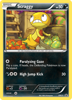Scraggy z edície BW Black Star Promos, karta č.BW25